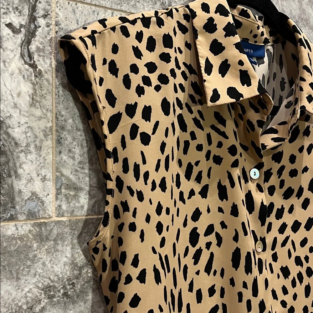 Apt 9 Leopard Button-Up Shirtdress with Tie-Belt – Medium – Leopard - Picture 5 of 8